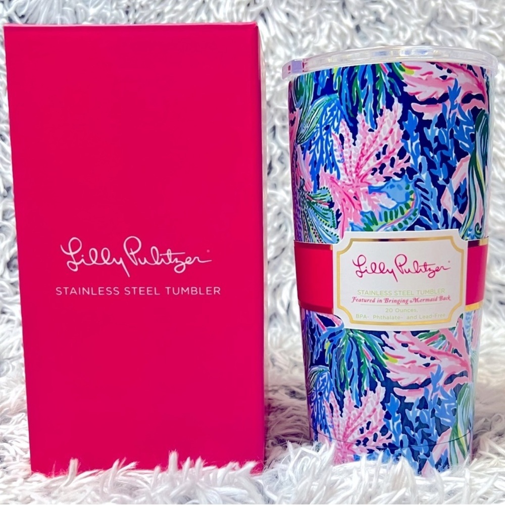 Lilly Pulitzer 20oz stainless steel tumbler in bringing mermaid back NWT in box